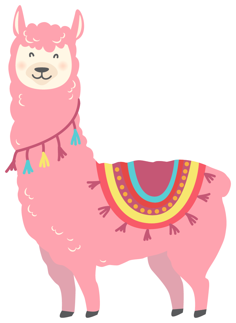 Animal vinyl rug pink llama - TenStickers