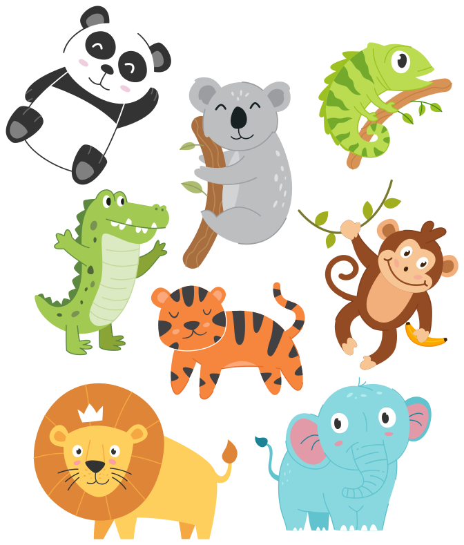 Animal vinyl rug hand drawn autumn creatures - TenStickers