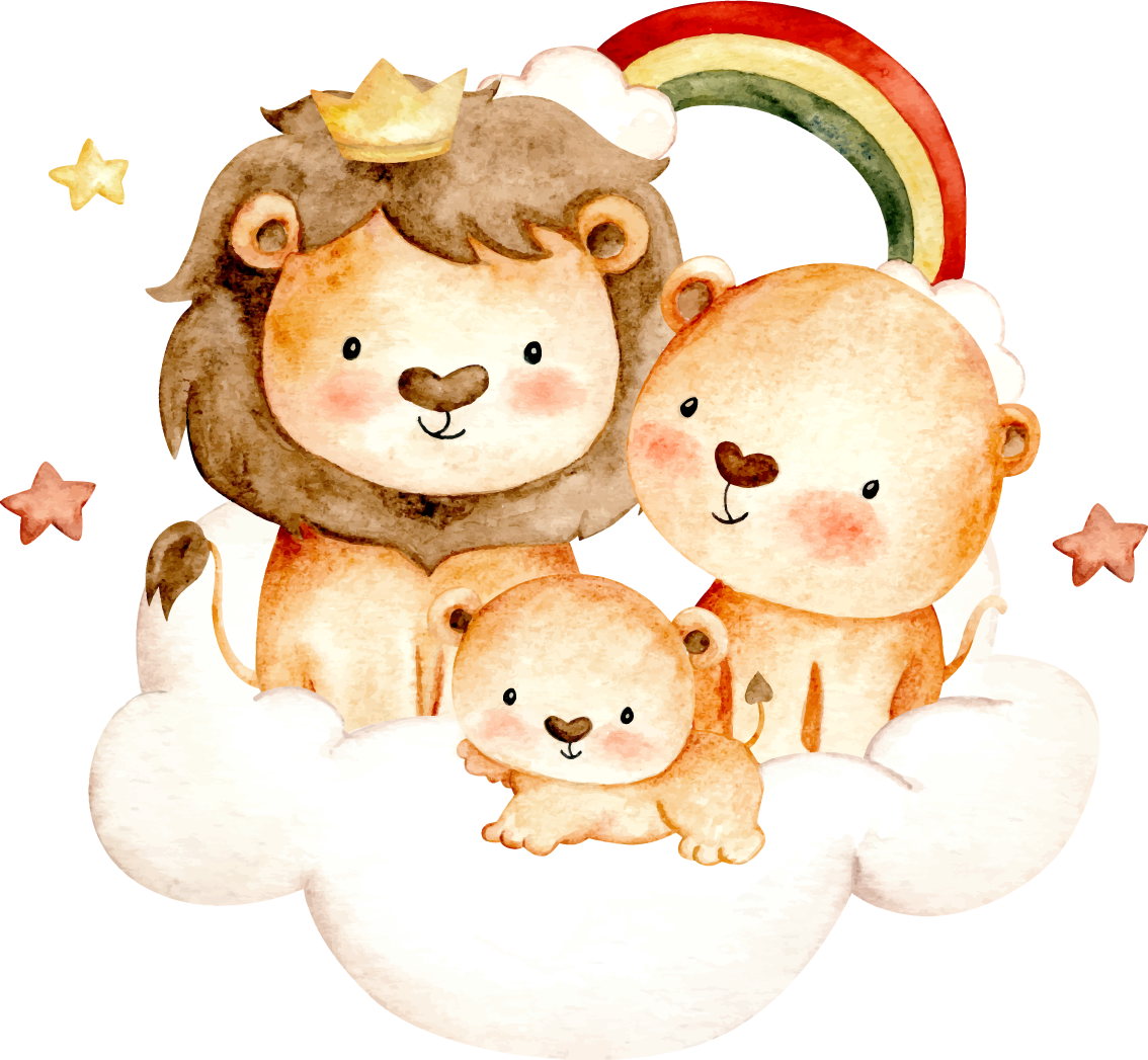 Animal vinyl rug featuring baby animals, stars, and clouds - TenStickers