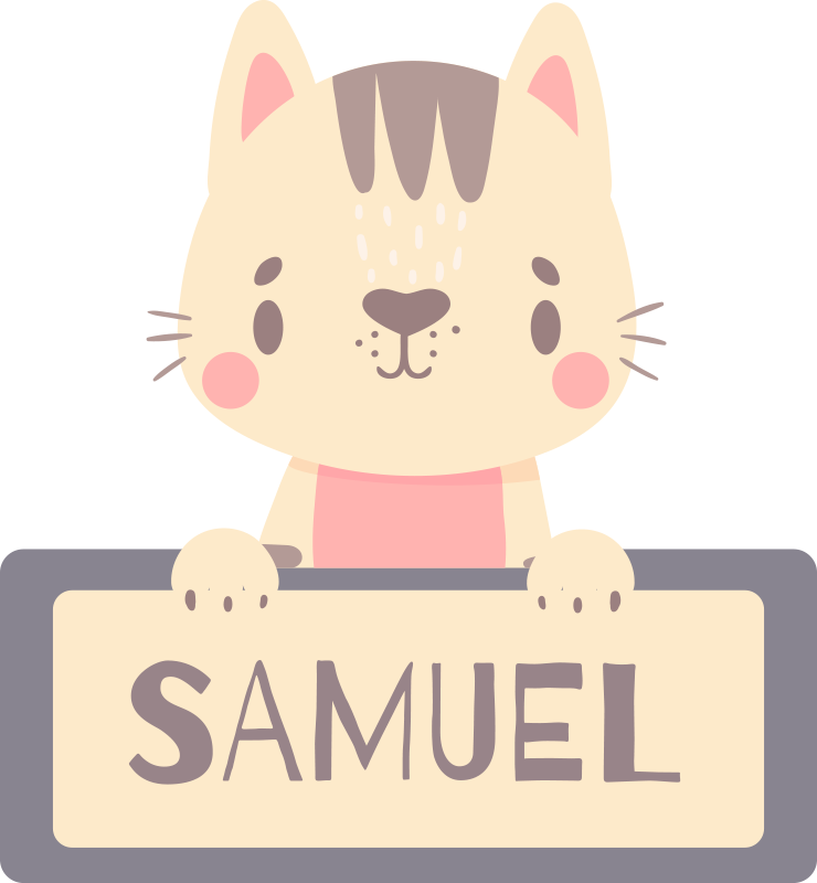 Animal vinyl rug personalized cat name label - TenStickers