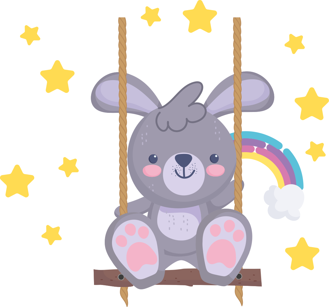 Bunny on starry swing animal vinyl rug - TenStickers