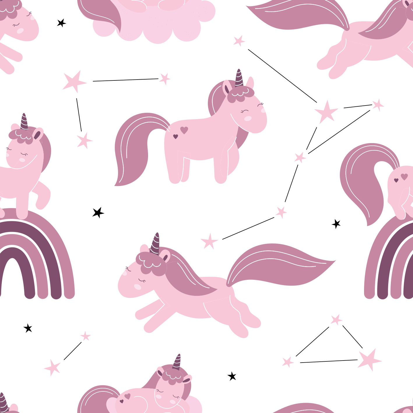 Animal vinyl rug featuring unicorns and constellations - TenStickers