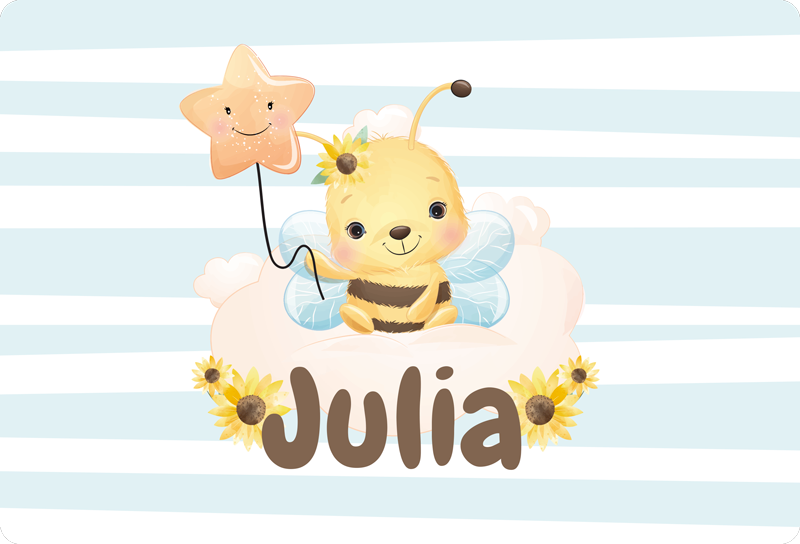 Cute animals bee personalized animal vinyl rug - TenStickers