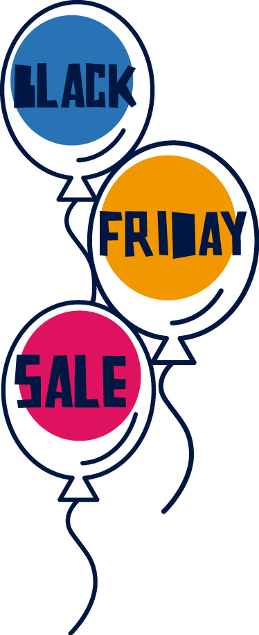 Black friday vinyl rug with vibrant hot air balloons - TenStickers
