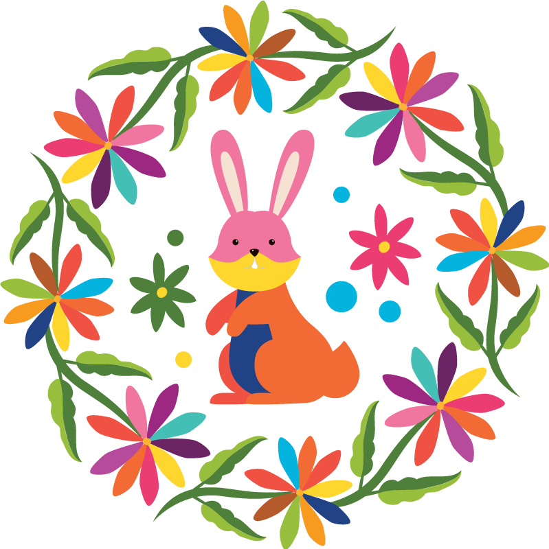 Animal vinyl rug with colorful bunny design - TenStickers