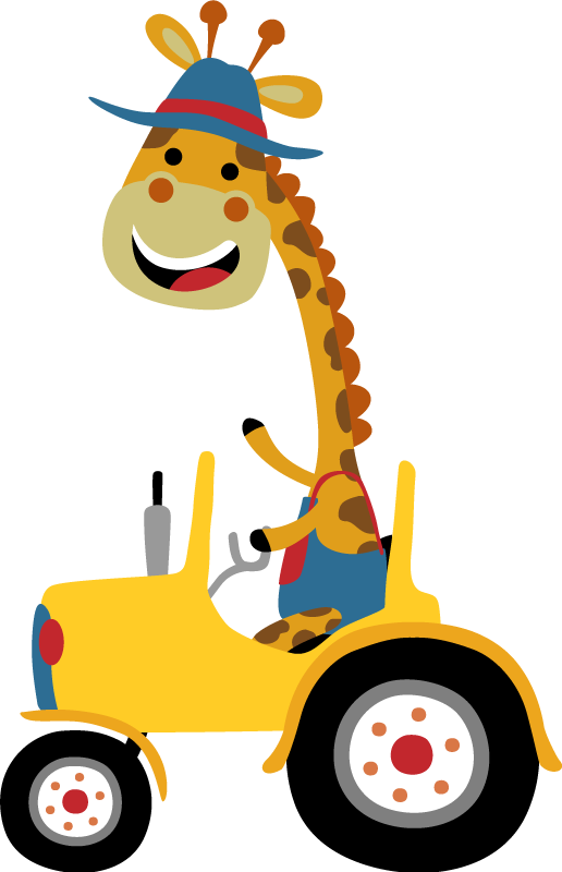 Happy giraffe tractor animal vinyl rug - TenStickers