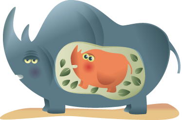 Pregnant rhino mother animal vinyl rug - TenStickers