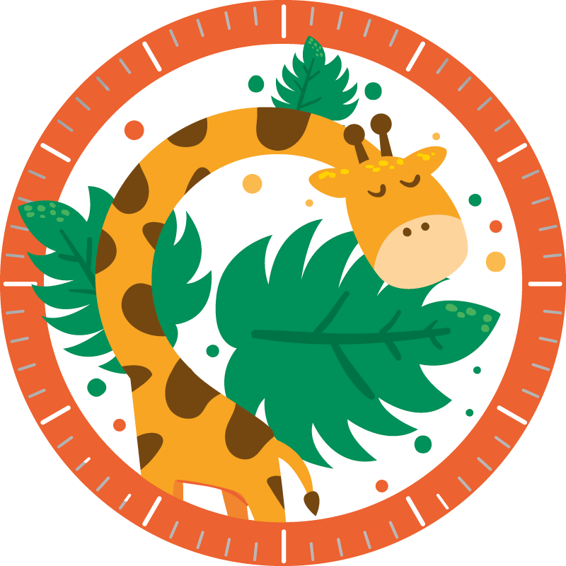Animal vinyl rug featuring giraffe clock design - TenStickers