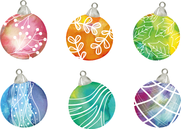 Christmas vinyl rug watercolor christmas baubles - TenStickers