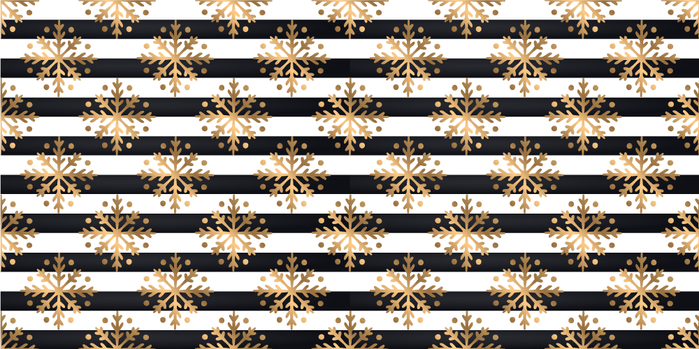 Christmas vinyl rug with golden snowflakes on stripes - TenStickers