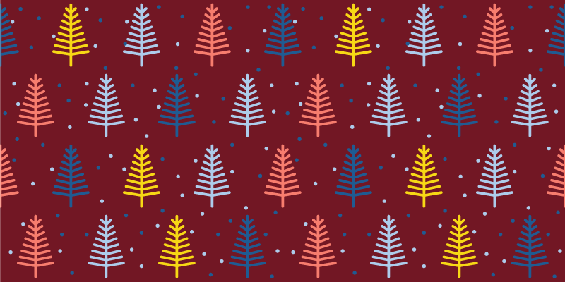 Christmas vinyl rug colorful pine tree design - TenStickers