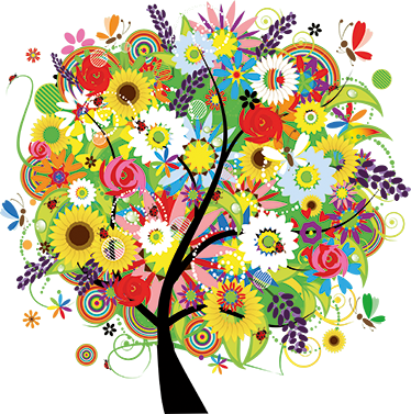 Summer tree floral vinyl rug - TenStickers