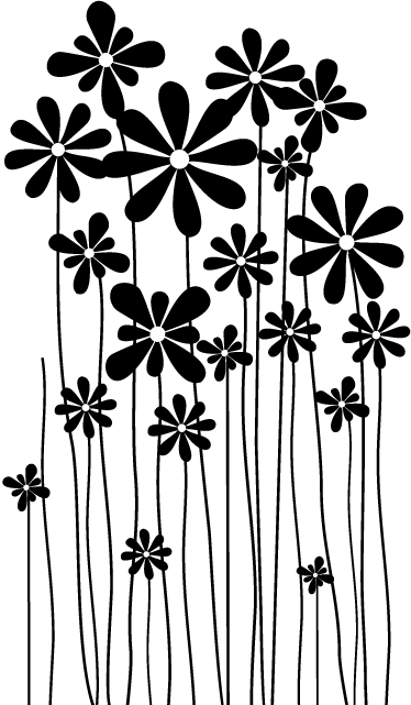 Black big flowers floral vinyl rug - TenStickers