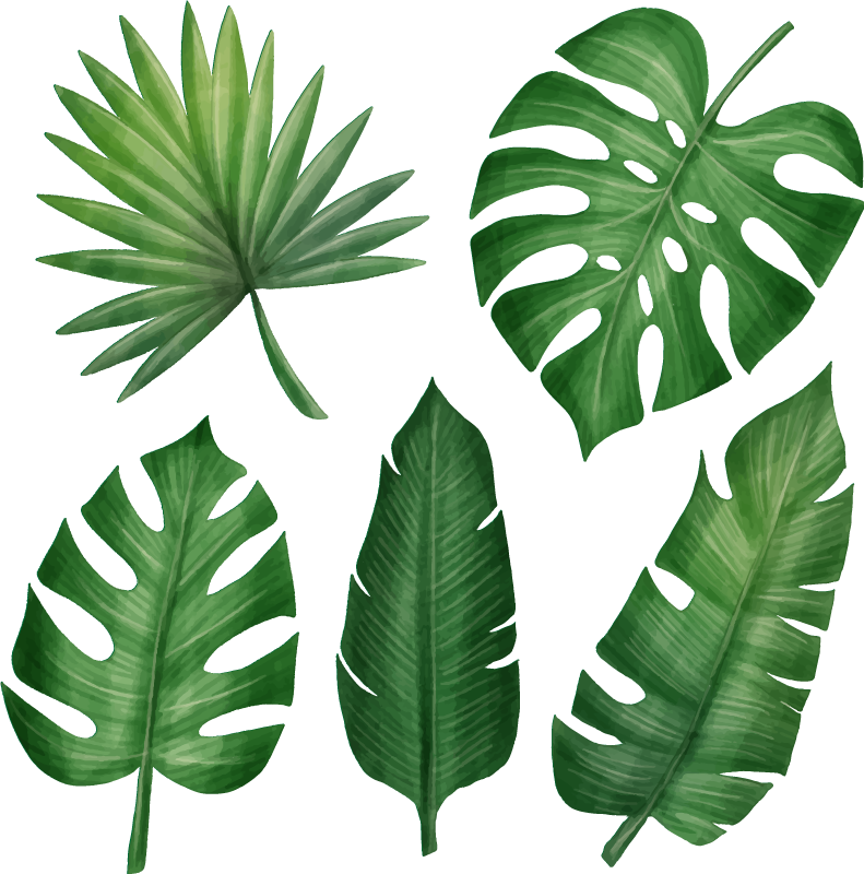 Floral vinyl rug realistic tropical leaf design - TenStickers