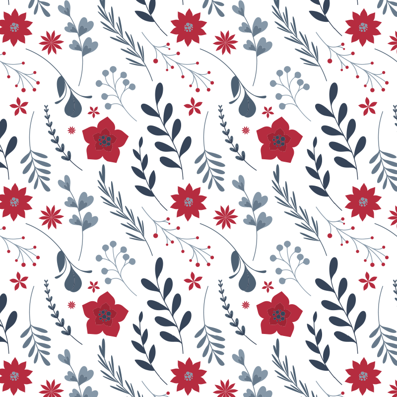 Floral vinyl rug with red and white pattern - TenStickers