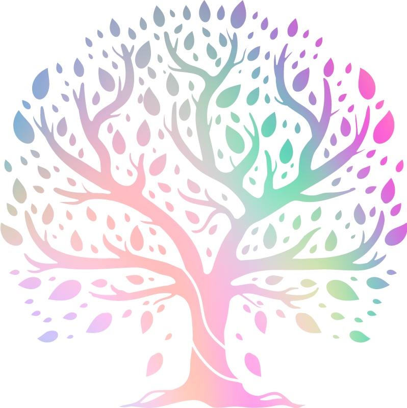 Floral vinyl rug tree of life in rainbow colors - TenStickers