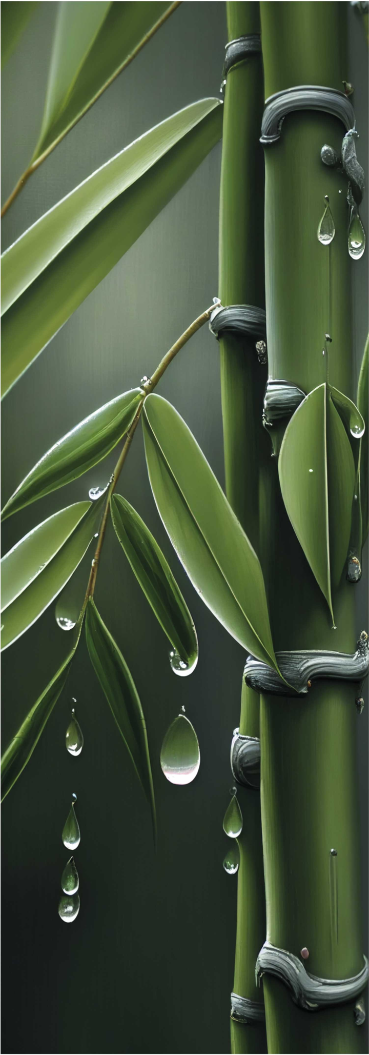 Floral vinyl rug with bamboo and drops - TenStickers