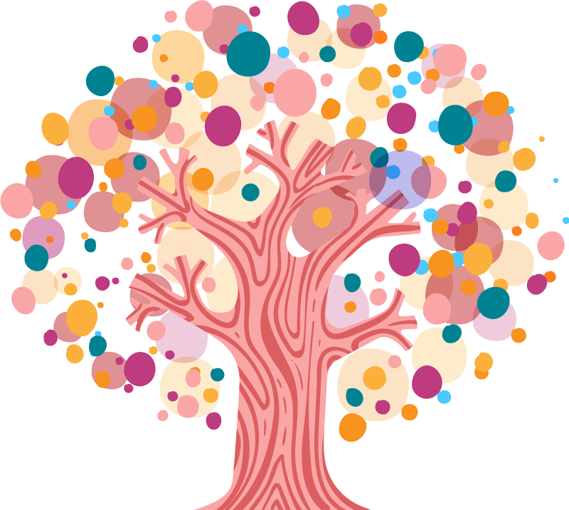 Floral vinyl rug colorful tree silhouette - TenStickers
