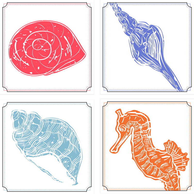 Floral vinyl rug with marine life designs - TenStickers