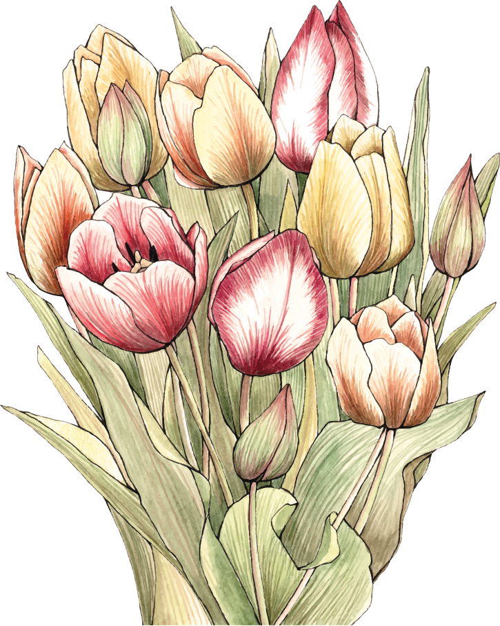 Colorful tulip bouquet floral vinyl rug - TenStickers