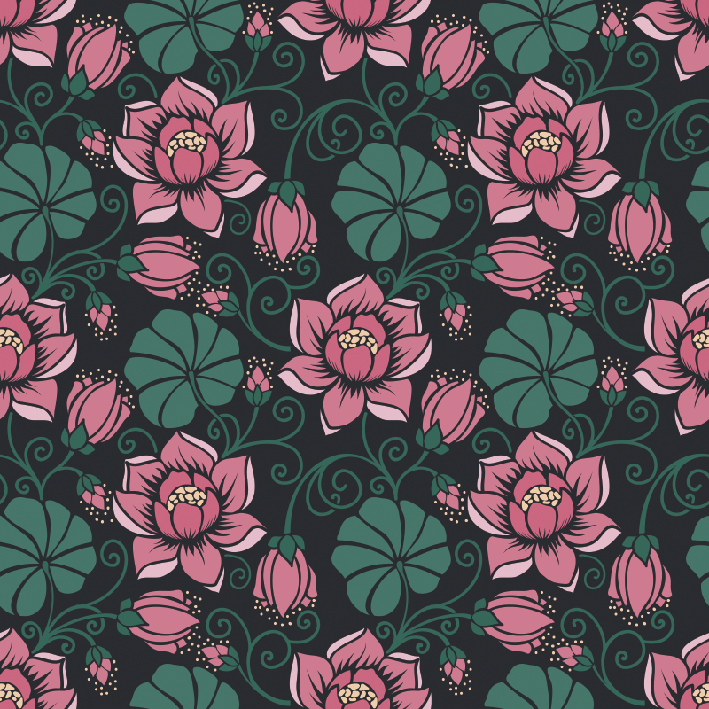 Flowering vines floral vinyl rug - TenStickers