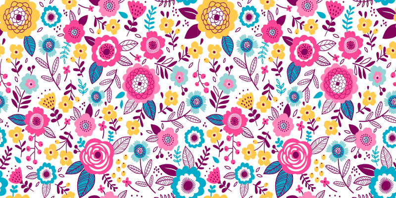Floral vinyl rug kallax pink flowers - TenStickers