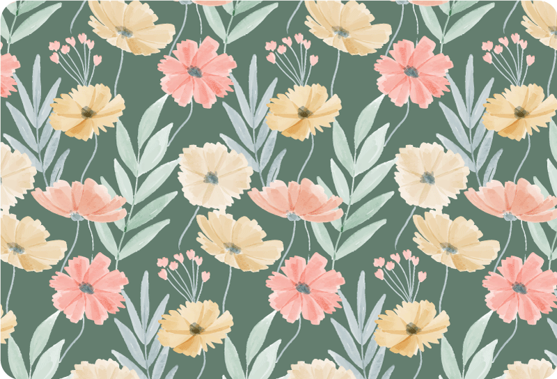 Floral vinyl rug original watercolor floral design - TenStickers
