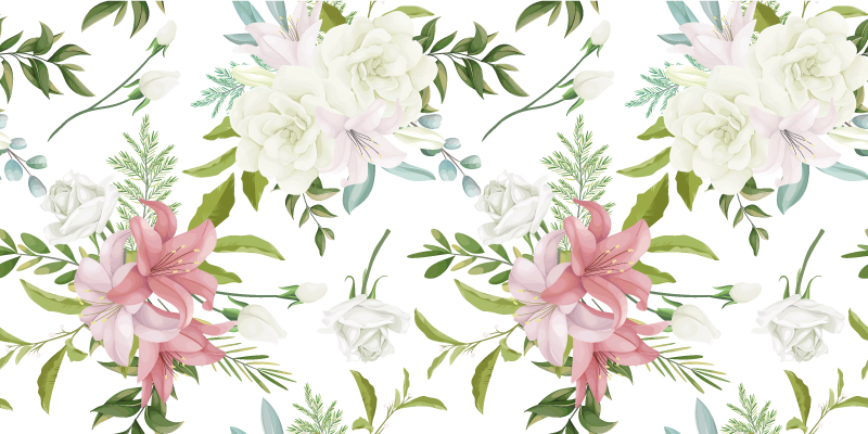 Floral vinyl rug in a minimalist garden design - TenStickers