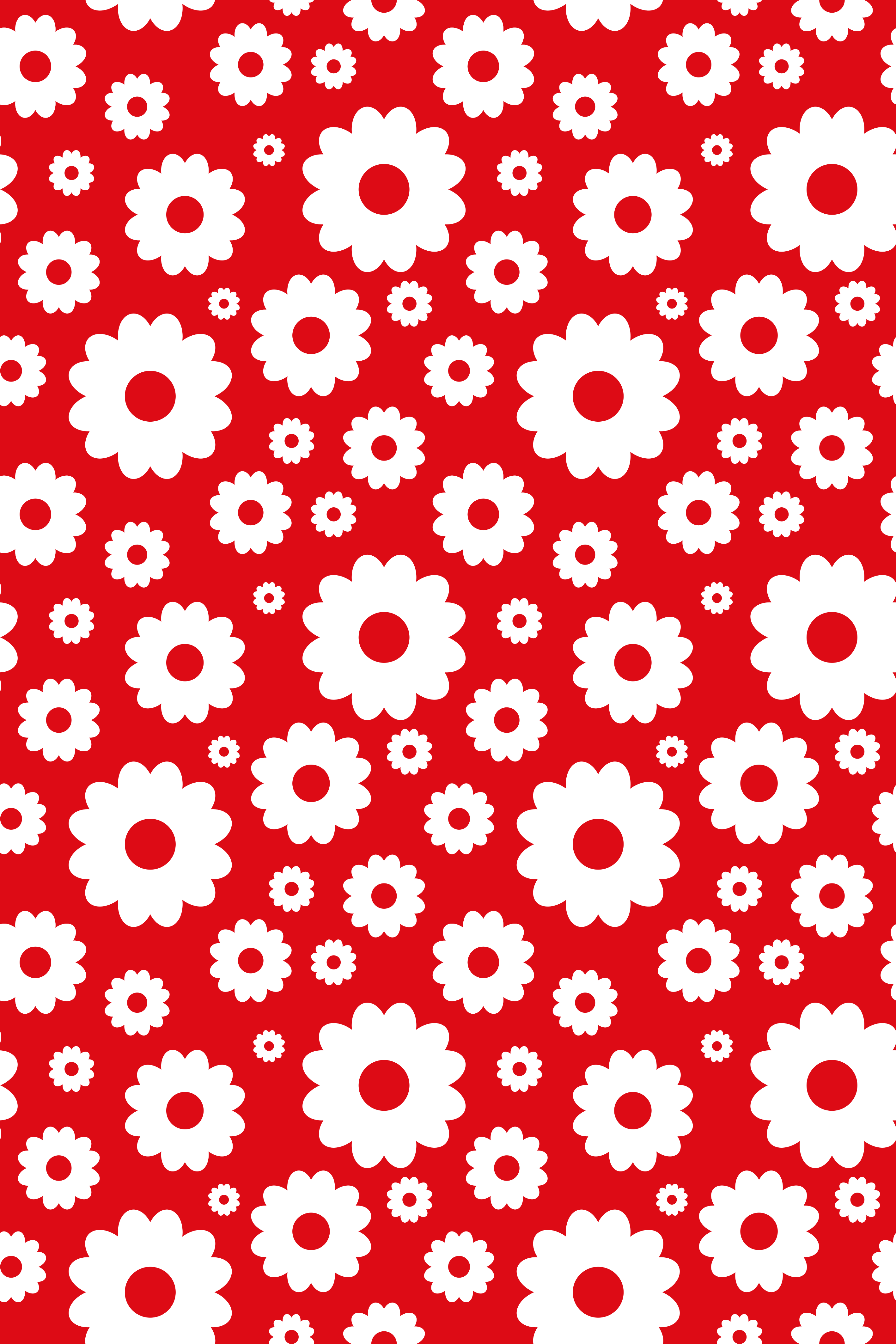 Floral vinyl rug with white and red daisies - TenStickers