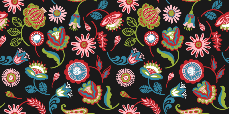 Colorful folk pattern floral vinyl rug - TenStickers