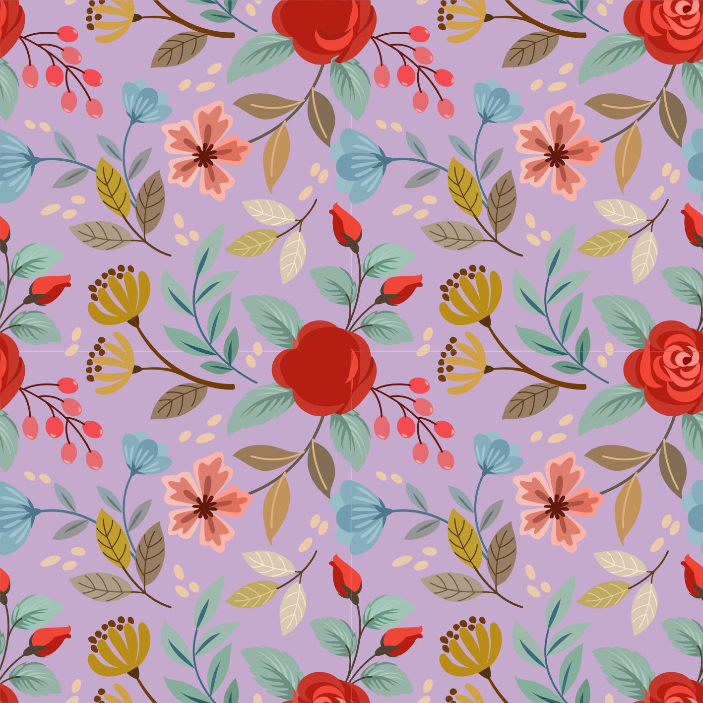 Colorful flowers floral vinyl rug - TenStickers