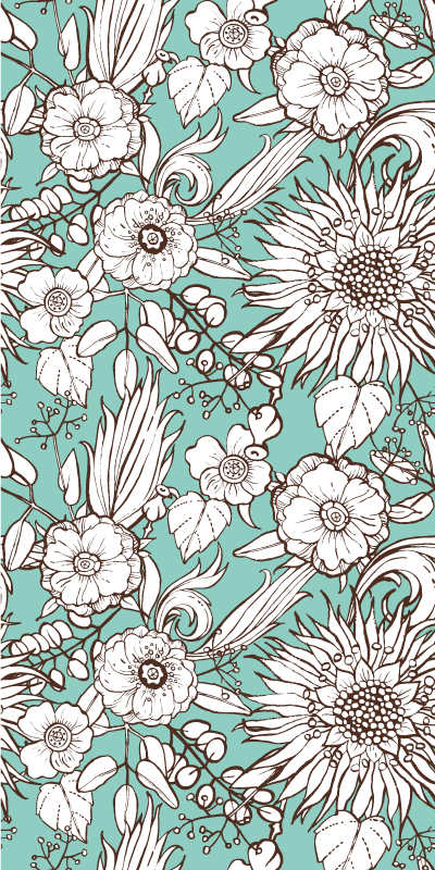 Floral vinyl rug with sunflowers pattern - TenStickers