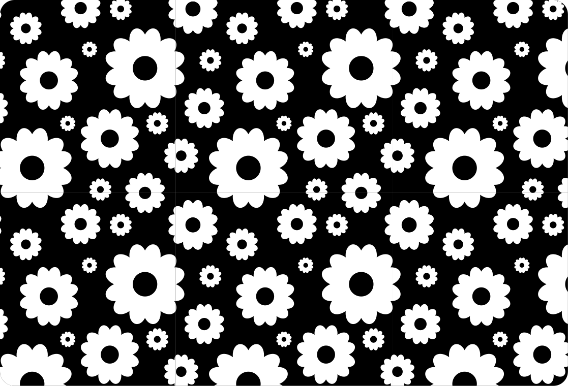 Floral vinyl rug white and black daisies - TenStickers