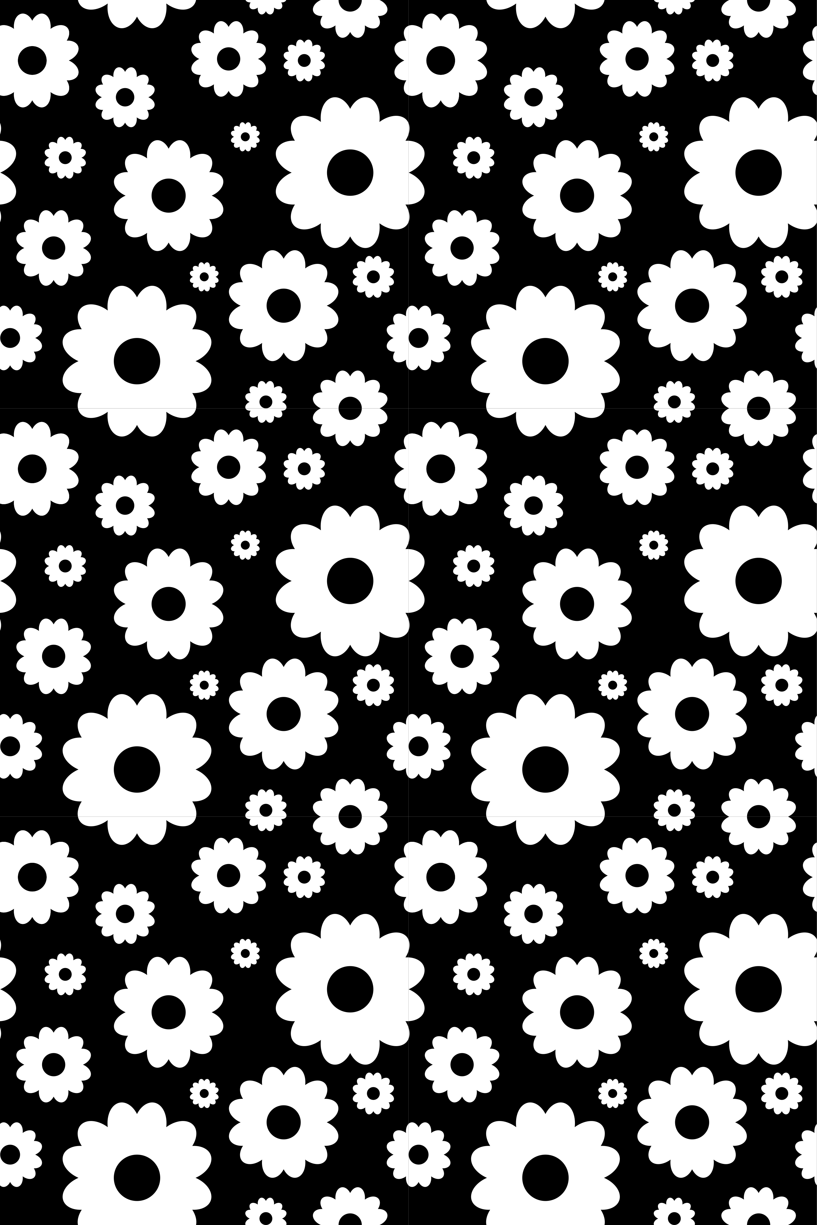 Floral vinyl rug black and white daisies - TenStickers
