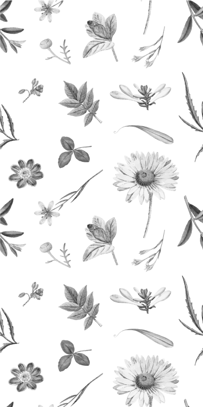 Floral vinyl rug in gray spring flowers - TenStickers