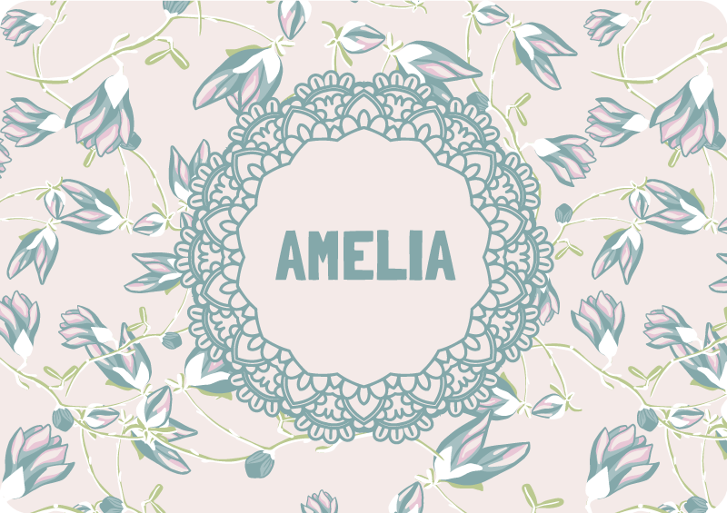 Floral vinyl rug with greenery and blooms - TenStickers