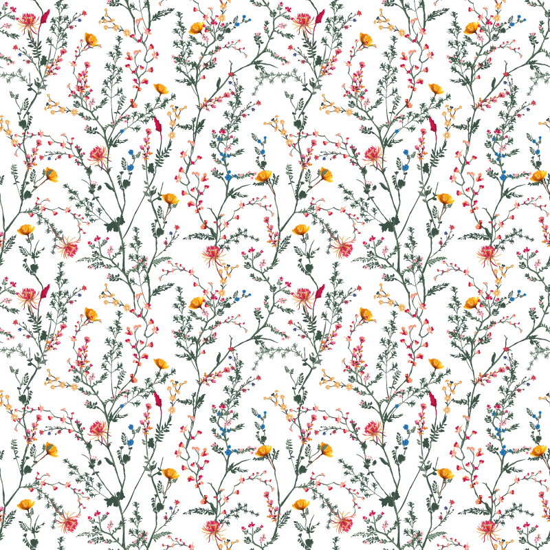 Thin minimalistic garden flowers floral vinyl rug - TenStickers