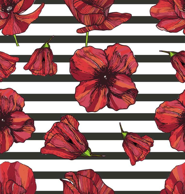 Floral vinyl rug with polish poppy plants design - TenStickers