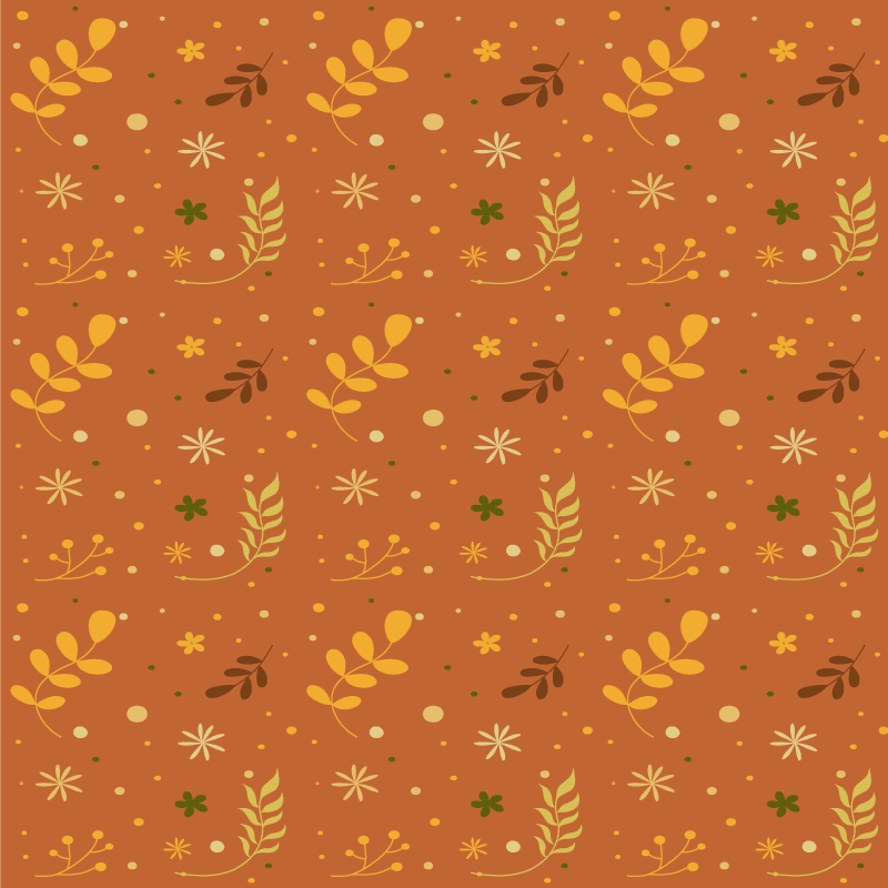 Floral vinyl rug with orange leaf tones design - TenStickers