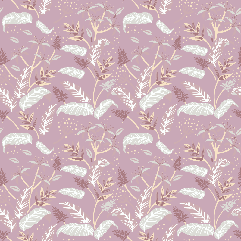 Floral vinyl rug with vintage pink tropical leaves - TenStickers