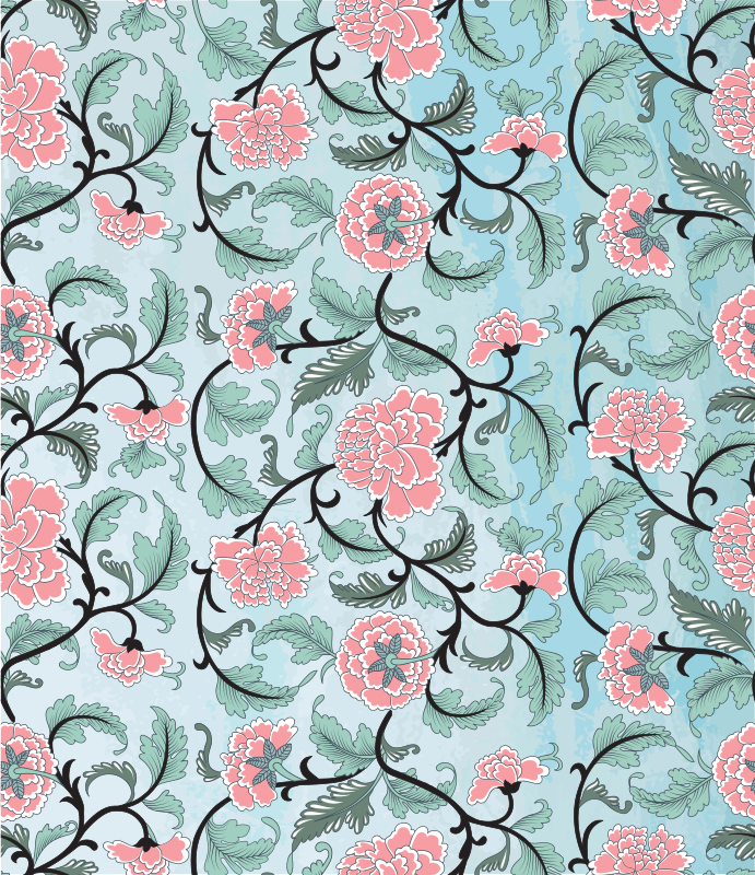 Floral vinyl rug featuring japanese flower design - TenStickers
