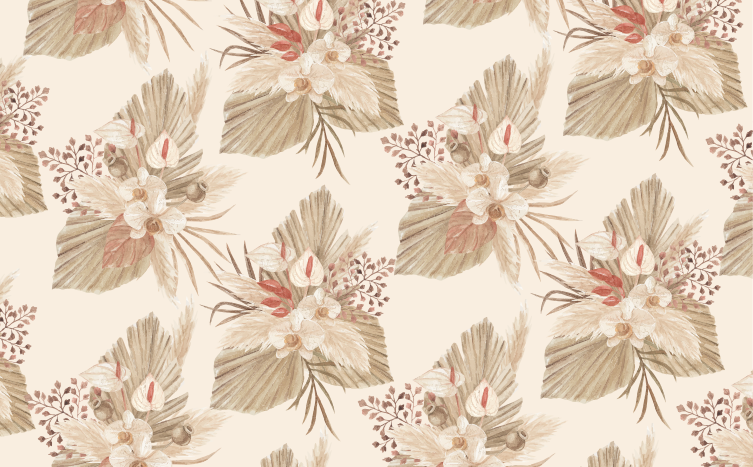 Flower vinyl rug dried flower with pampas grass - TenStickers