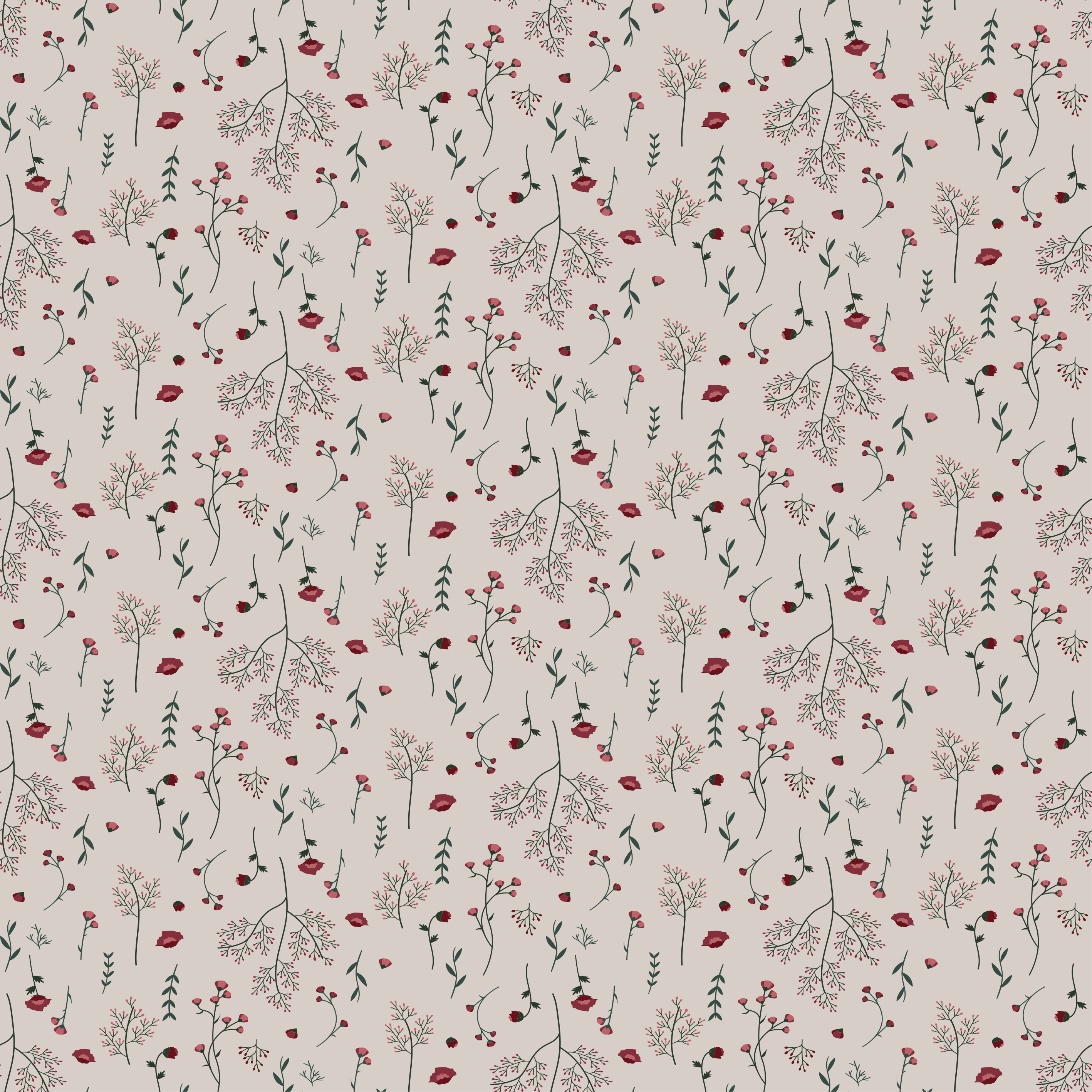Flower vinyl rug minimalistic red floral design - TenStickers