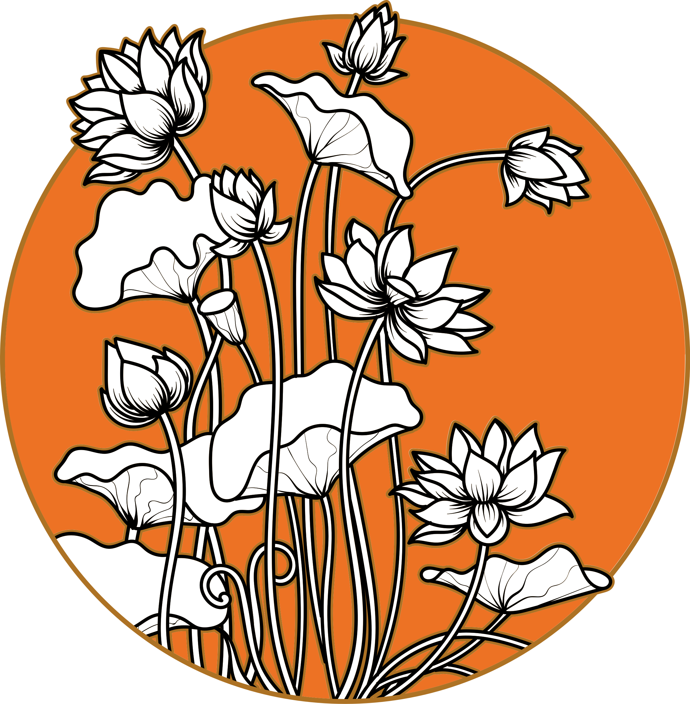 Flower vinyl rug with japanese style lotus design - TenStickers
