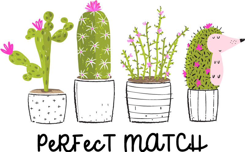Flower vinyl rug perfect match cactuses - TenStickers