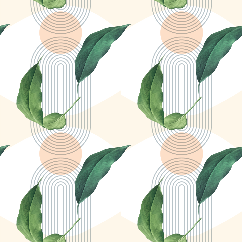 Floral vinyl rug with green leaf on pink background - TenStickers
