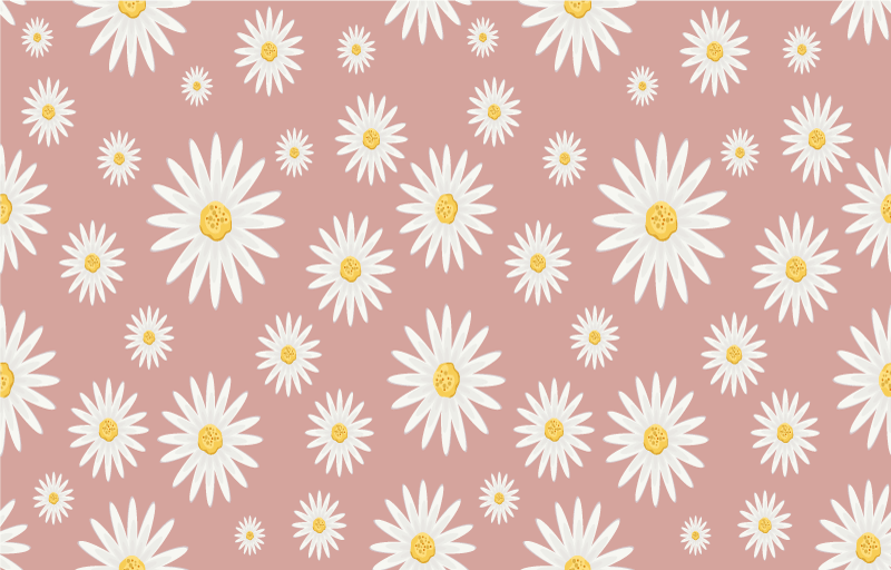 Floral vinyl rug with cute pink daisy design - TenStickers