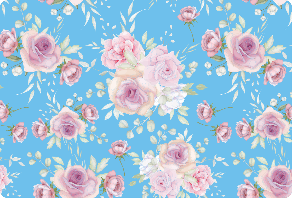 Floral vinyl rug with roses on a blue background - TenStickers