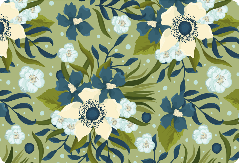 Floral vinyl rug in vibrant summer colors - TenStickers