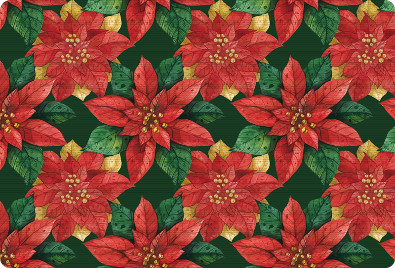 Floral vinyl rug with beautiful red and green design - TenStickers